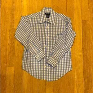 Boys light blue plaid dress shirt